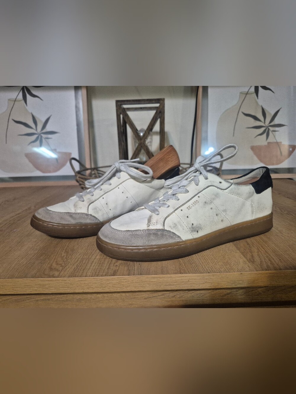 Sam Edelman Men's White and Gray Lace-Up Sneakers